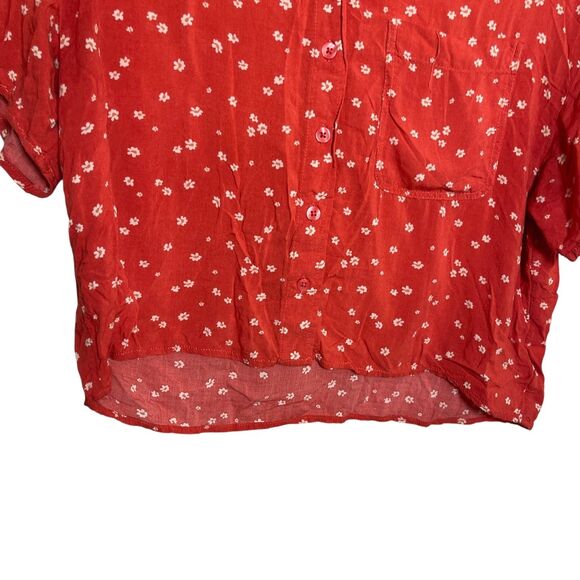 American Eagle Blouse Women's Small Floral Button Up Collared Short Sleeve Top - Picture 3 of 8